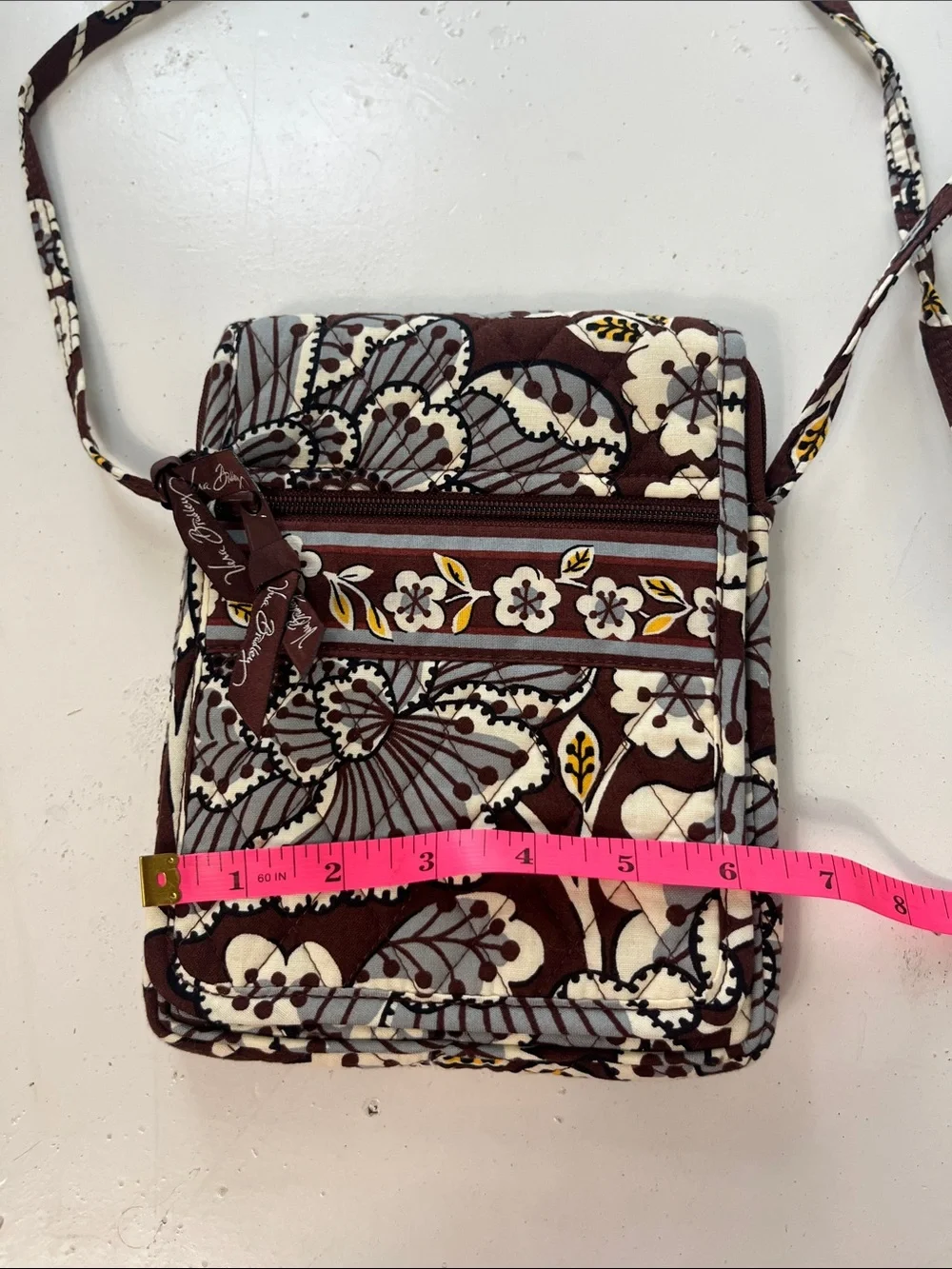 Vera Bradley Mini Hipster Slate Blooms Brown Blue Floral Bag with Wallet NWT